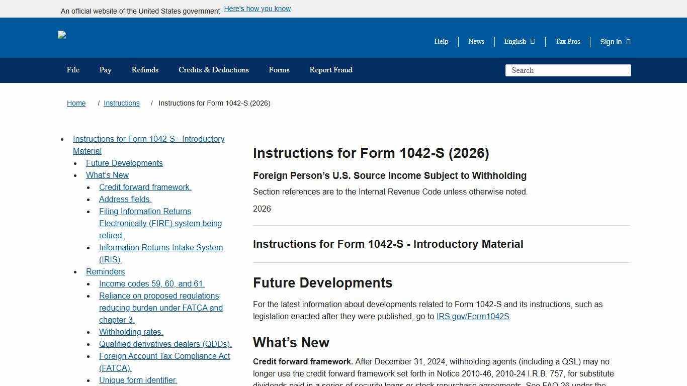 Instructions for Form 1042-S (2026) Internal Revenue Service